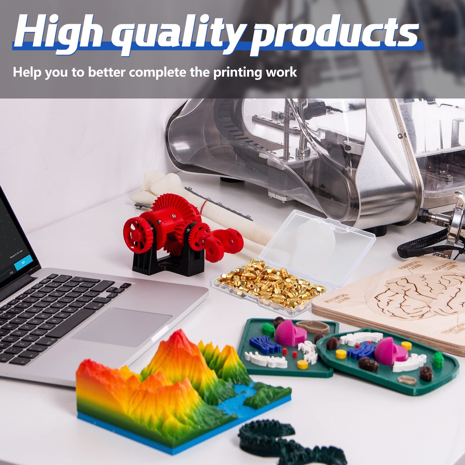 75-Piece 0.4mm MK8 3D Printer Brass Nozzle Kit - Hardened Extruder Tips Compatible with Creality Ender 3, CR-10, Makerbot & More | Perfect for ABS, PLA, PETG Filament Printing | Home & Professional 3D Printing Projects