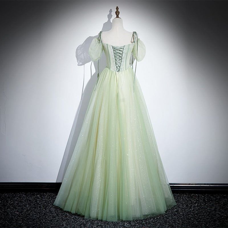 Elegant Green Fairy A-Line Prom Dress with Tulle Skirt - Cute Formal Party Gown for Homecoming, Quinceañera & Special Occasions - Style 650