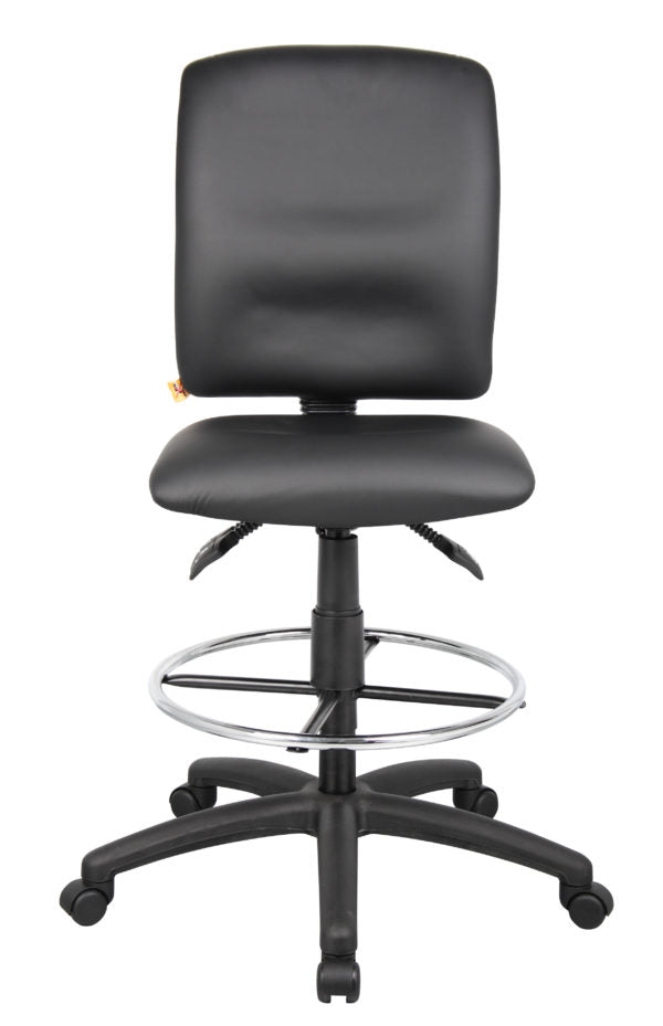 Boss Drafting Stool with Black Leather Seat - Adjustable Height Office Chair (Models B1645, B1646, B1647) - Perfect for Architects, Artists & Home Office Workspaces