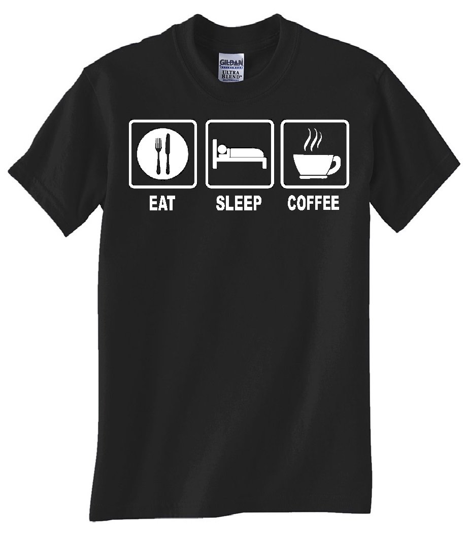 Gildan EAT SLEEP COFFEE Graphic T-Shirt for Men - Soft Black Cotton Tee - Perfect for Casual Wear, Coffee Lovers & Everyday Outfits
