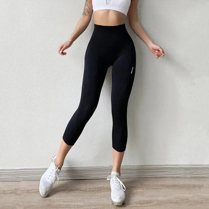High Waist Seamless Leggings for Women - Elastic Yoga Pants with Stripe Design, Gym Workout Capris, Running Tights for Fitness & Sports | Perfect for Yoga, Pilates, Running & Casual Wear