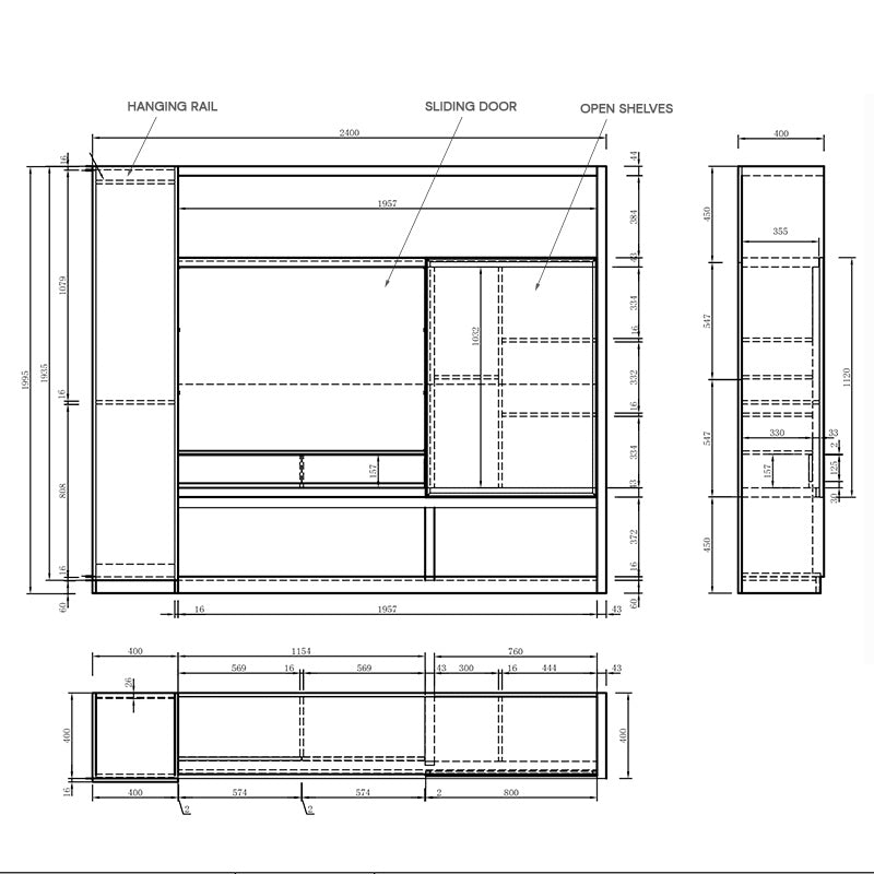 2.4M Carter Display Cabinet in Coffee & Grey - Modern Glass Showcase for Living Room, Dining Room, or Office Decor