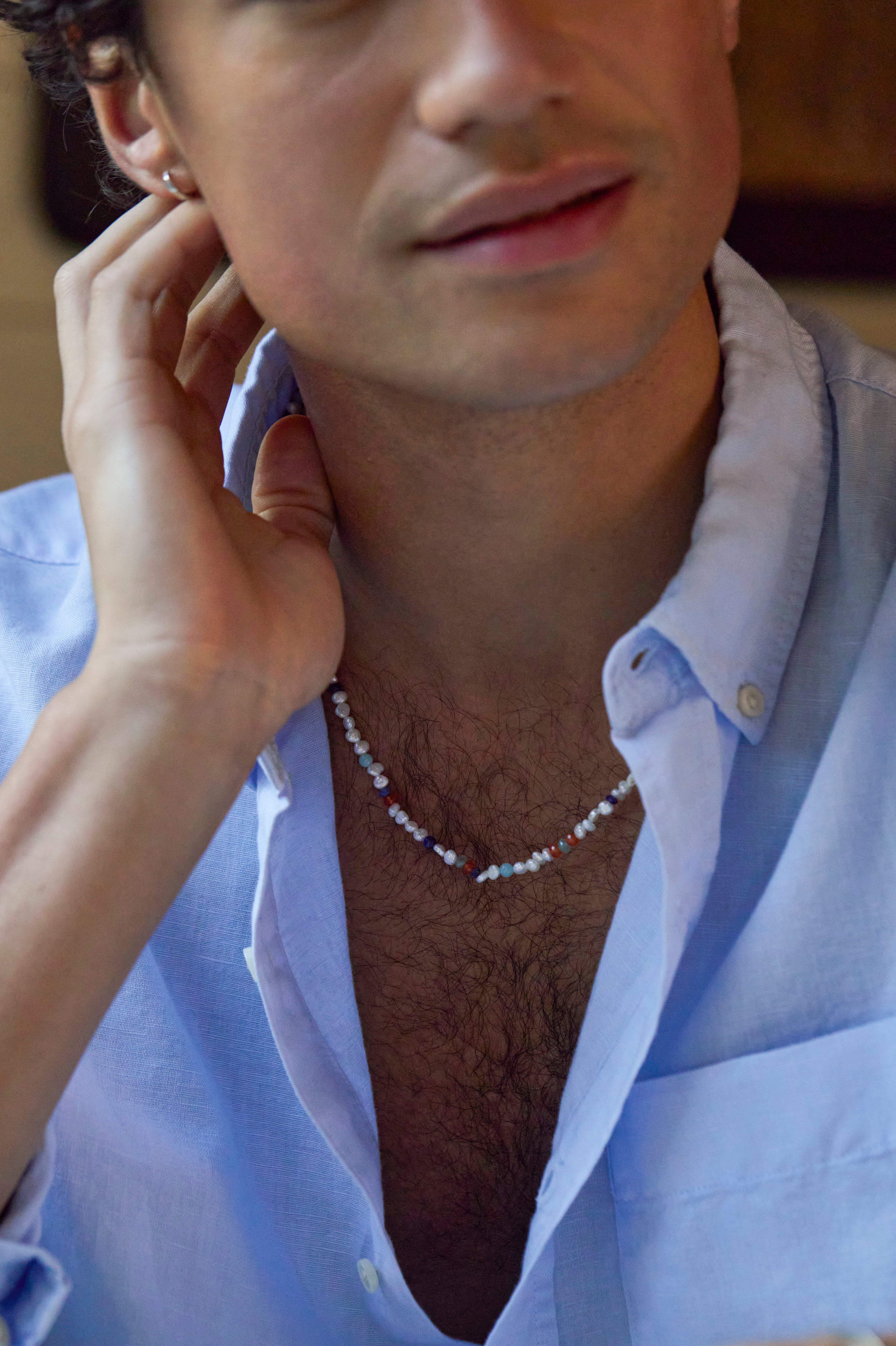 Men's Pearl and Mixed Gemstone Necklace - Elegant Jewelry for Gifts, Weddings & Special Occasions