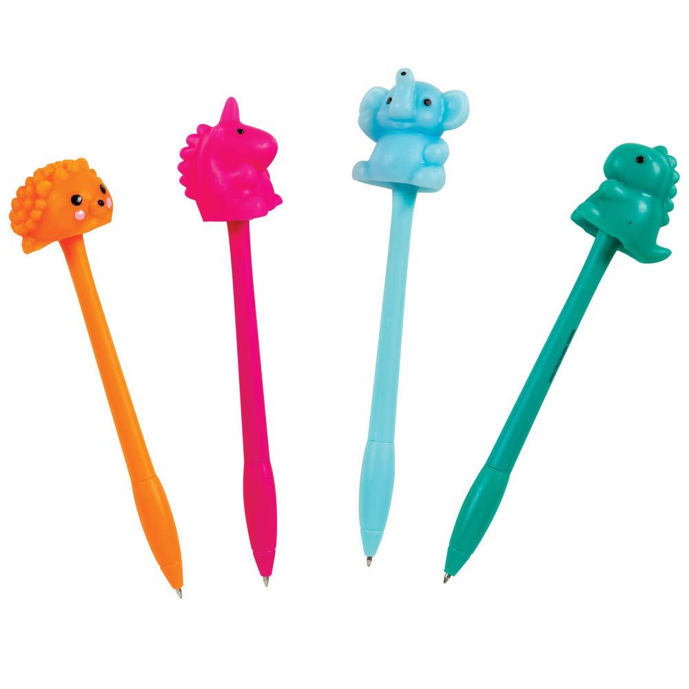 Raymond Geddes Squishy Top Pens - 12 Pack Colorful Soft Grip Ballpoint Pens for School, Office & Note Taking - Fun Writing Supplies for Kids & Adults