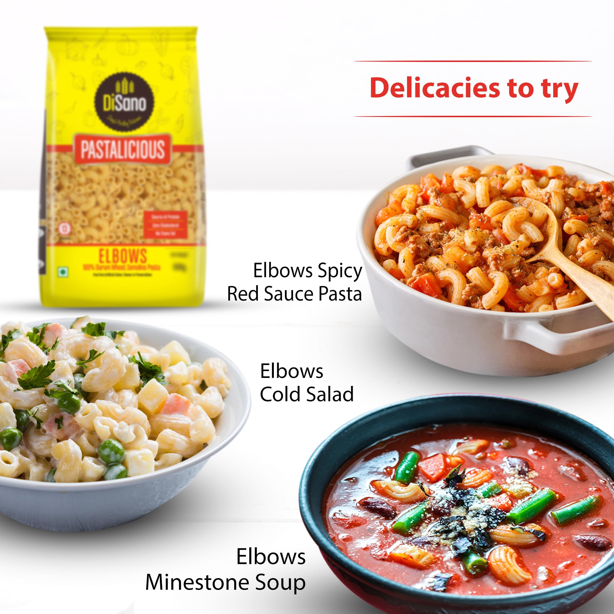 DISANO Elbows Pasta 1Kg - 100% Durum Wheat Pasta, High Protein & Fiber, No Maida - Perfect for Italian Dishes, Salads, and Family Dinners