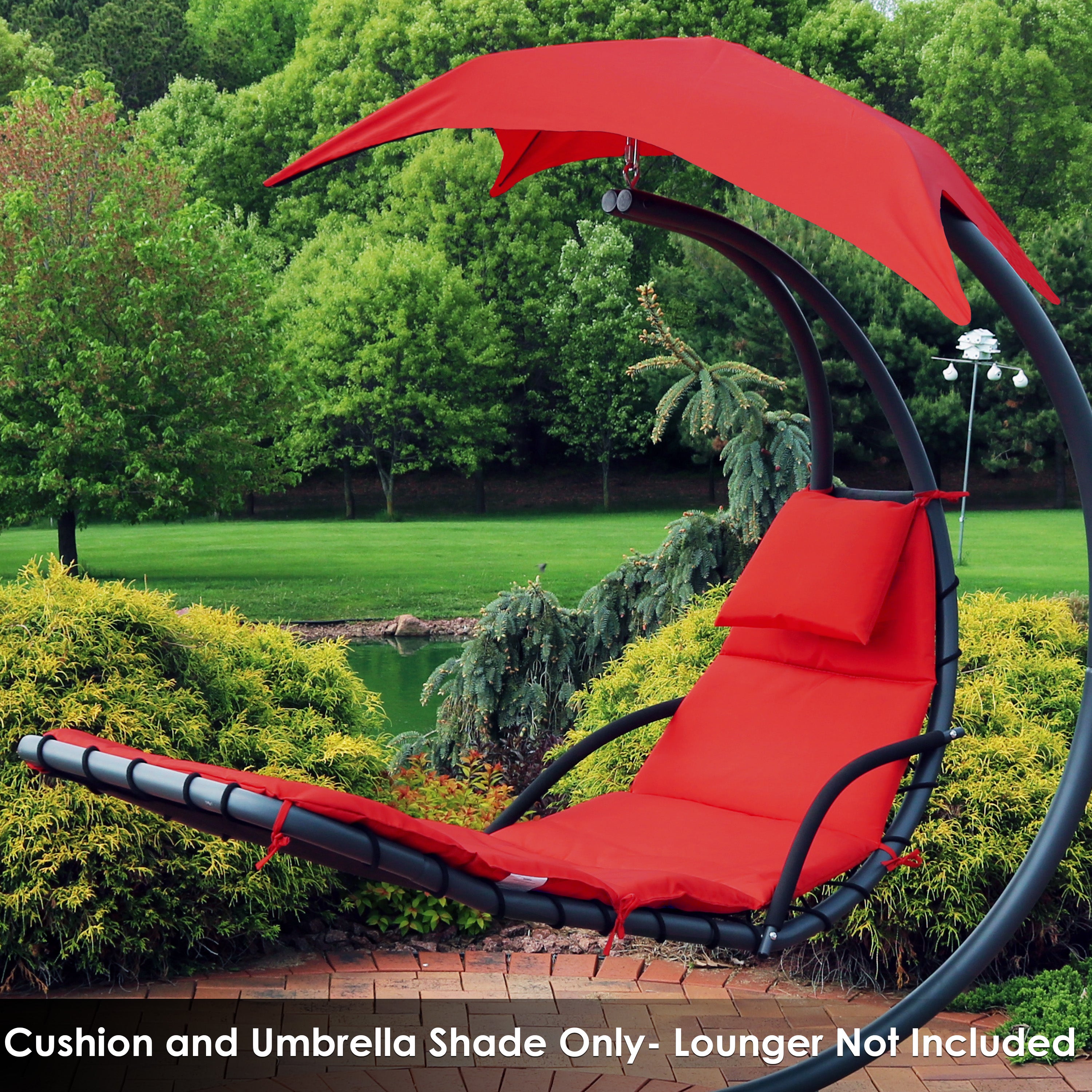 Sunnydaze Hanging Lounge Chair Replacement Cushion & Umbrella Set - Outdoor Patio Furniture Accessories for Poolside, Beach, and Garden Relaxation