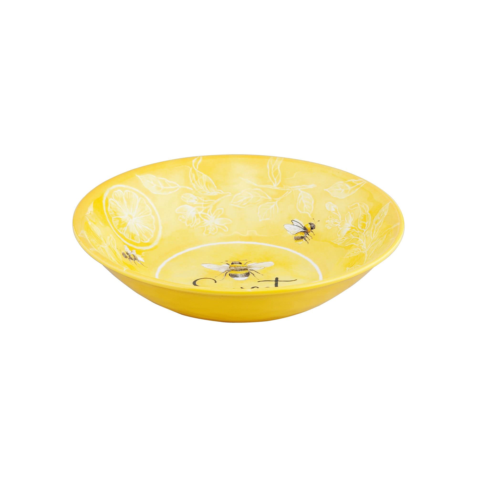 UPware 12-Piece Sweet Bees Melamine Dinnerware Set - Durable Outdoor Dishes, Plates & Bowls for 4 People - Vibrant Yellow Design - Perfect for Picnics, BBQs, and Outdoor Dining