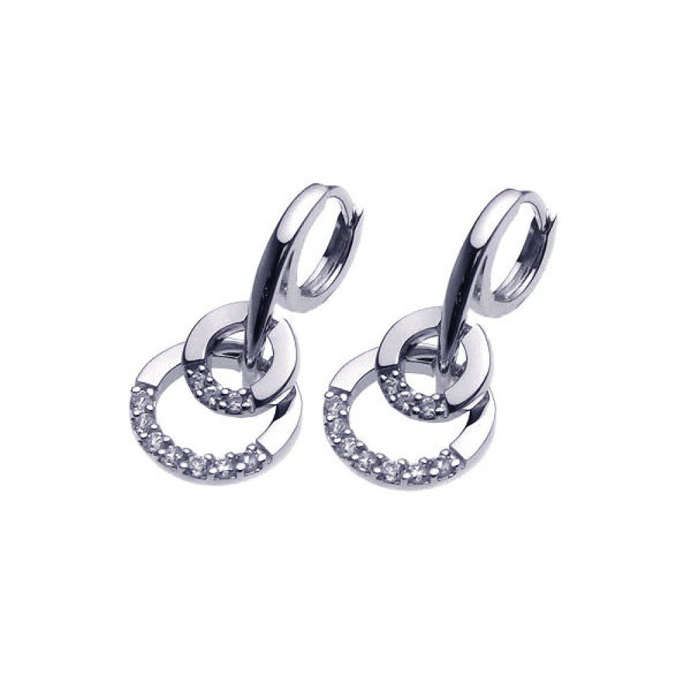 Clear Cubic Zirconia Round Lever Back Huggie Earrings - Rhodium Plated Sterling Silver Jewelry for Women | Perfect for Parties, Weddings & Everyday Wear