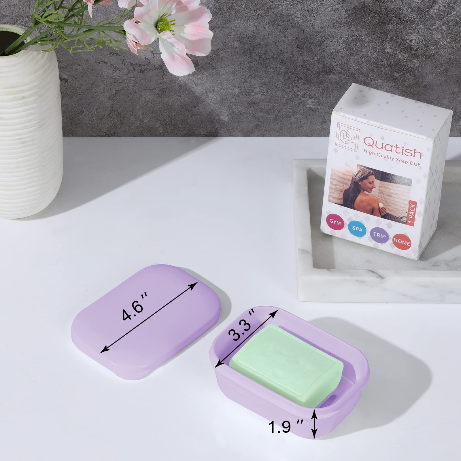 Quatish 2 Pack Travel Soap Container with Lid - Portable Leak-Proof Soap Holder Case for Camping, Gym, Travel & Bathroom Storage - Purple (Ideal for Outdoor Adventures & Daily Hygiene)