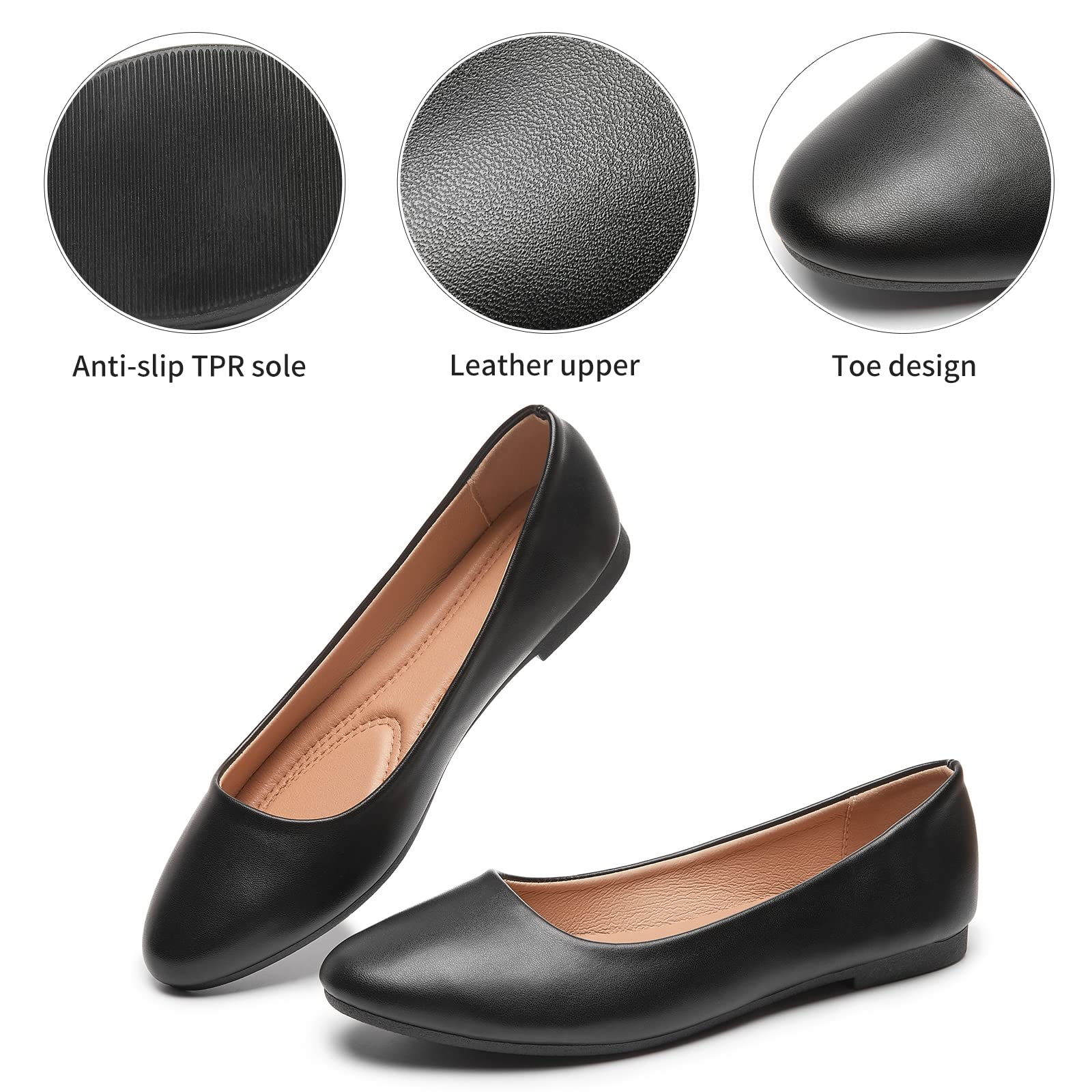 Hash Bubbie Women's Ballet Flats - Comfortable PU Leather Slip-On Dress Shoes for Women | Perfect for Office, Wedding & Casual Wear