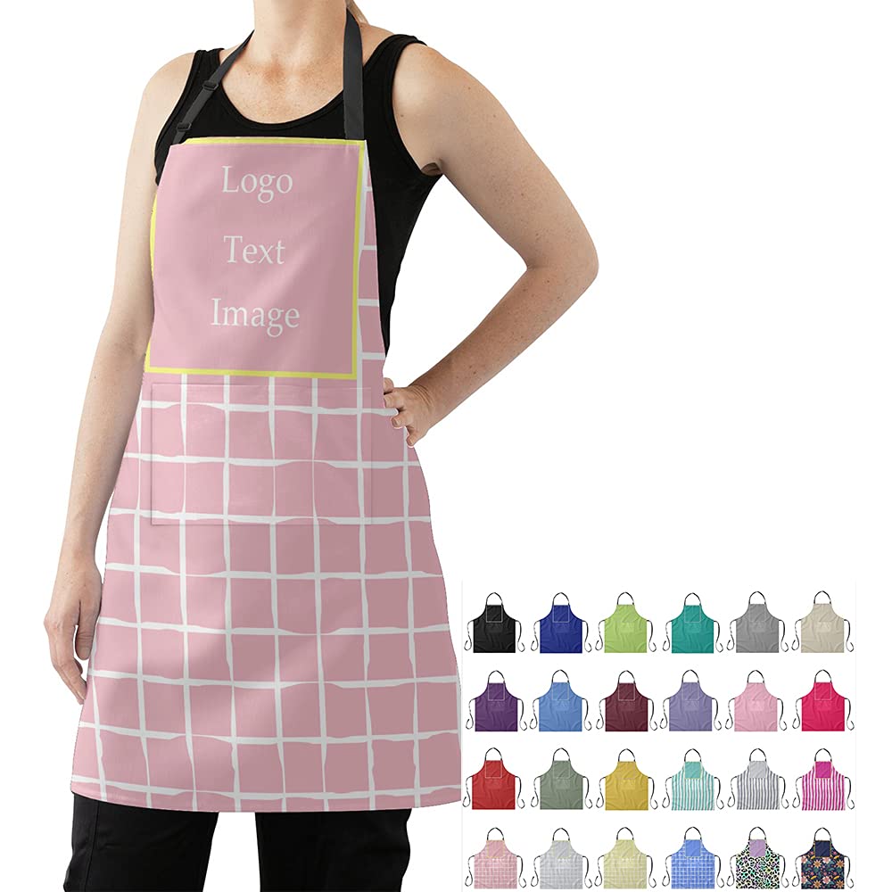 Custom Personalized Aprons for Women - Adjustable Bib Apron with Pockets - Monogrammed Chef & Kitchen Apron - Perfect for Cooking, Baking, BBQ & Housewarming Gifts