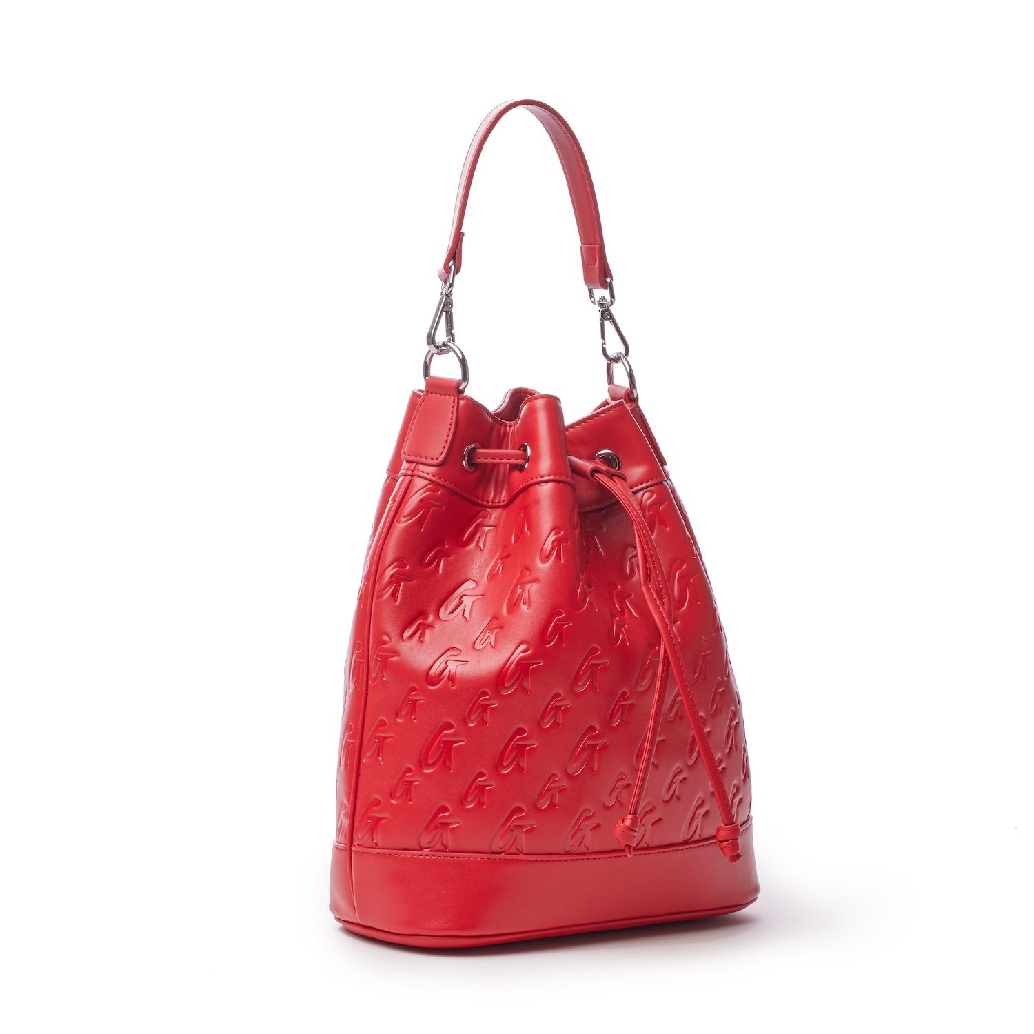 Large Monogram Bucket Bag in Red - Stylish & Spacious Handbag for Women, Perfect for Travel, Shopping & Everyday Use