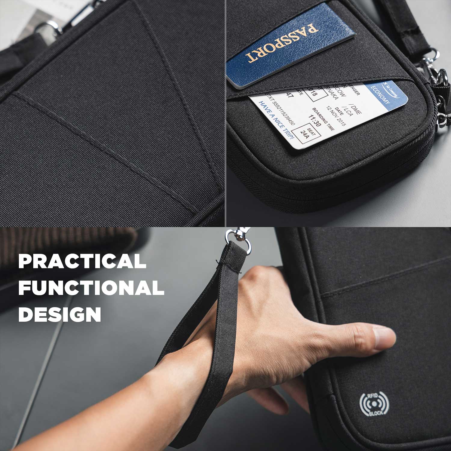 DPW100 RFID Blocking Passport Holder - Ultimate Travel Companion with Multiple Card Slots & Secure Zipper | Perfect for International Trips, Business Travel & Vacation Organization