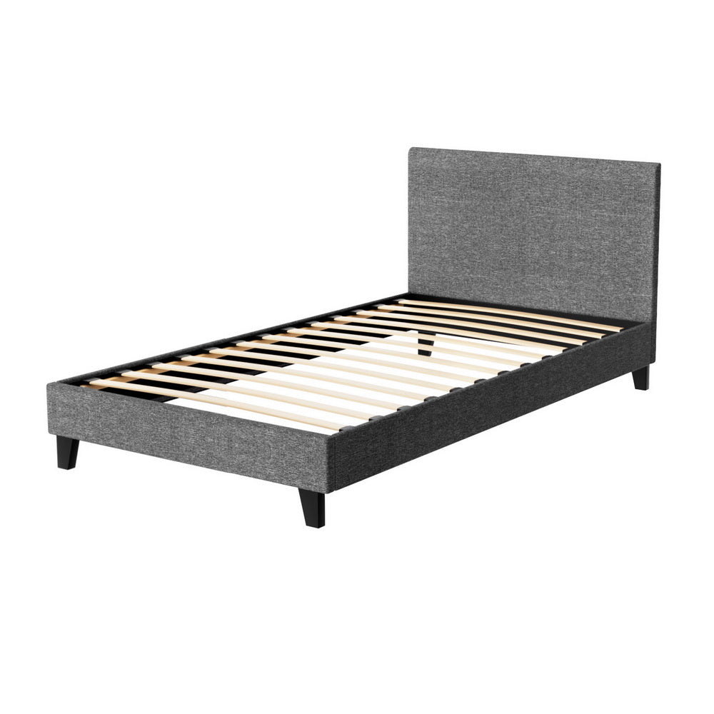 Coogee King Single Bed Frame Grey - Sturdy Wooden Platform Bed for Small Spaces, Kids & Guest Rooms | Easy Assembly & Modern Design