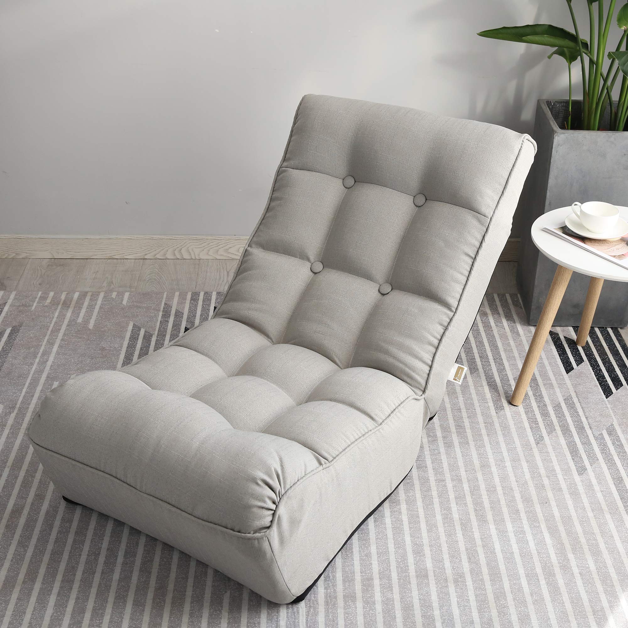 Olodmere Chaise Lounge Sofa - Foldable Floor Chair for Living Room, Bedroom & Patio - Grey Indoor Lazy Sofa for Relaxing, Reading & Lounging