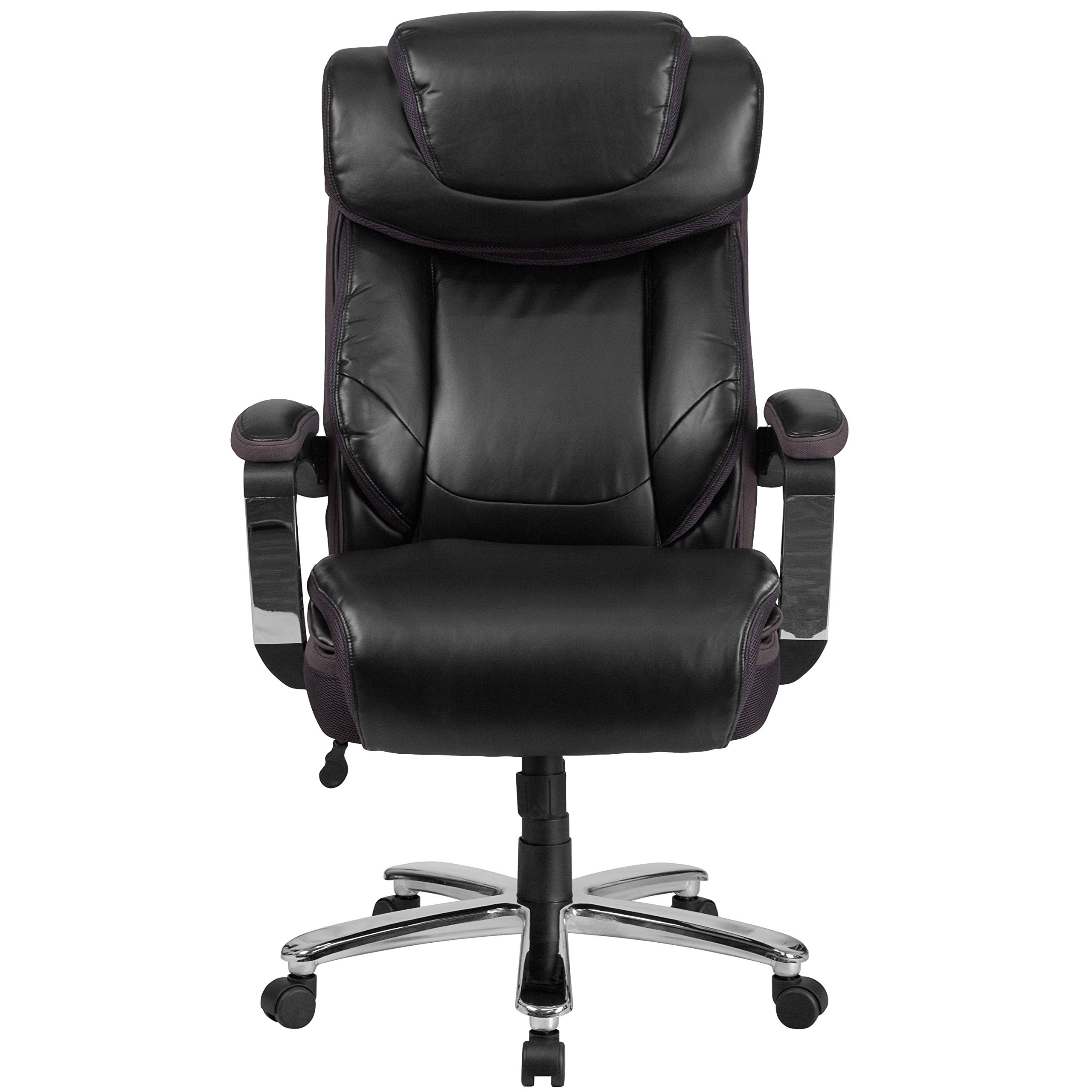 500 lb. Capacity Big & Tall Black LeatherSoft Ergonomic Office Chair with Adjustable Headrest - Heavy Duty Executive Desk Chair for Home & Office Workspace, Gaming, and Long Hours Sitting Comfort