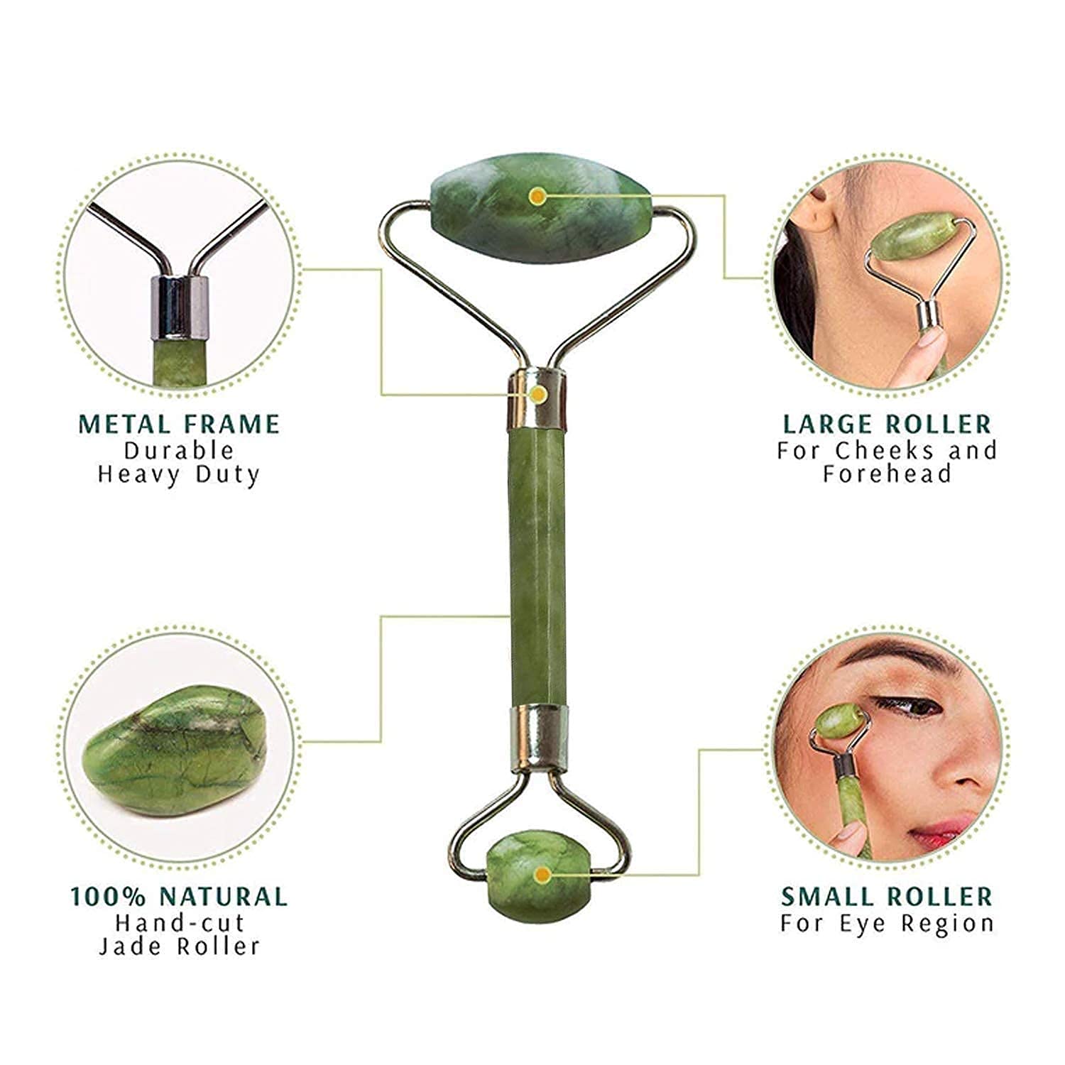 Natural Jade Roller & Gua Sha Set - ZYCOFORD Facial Massager for Women & Girls, Anti-Aging Skin Care Tool with Cooling Stone Roller (Pack of 1) | Perfect for Morning Routine, Night Skincare & Relaxation Therapy