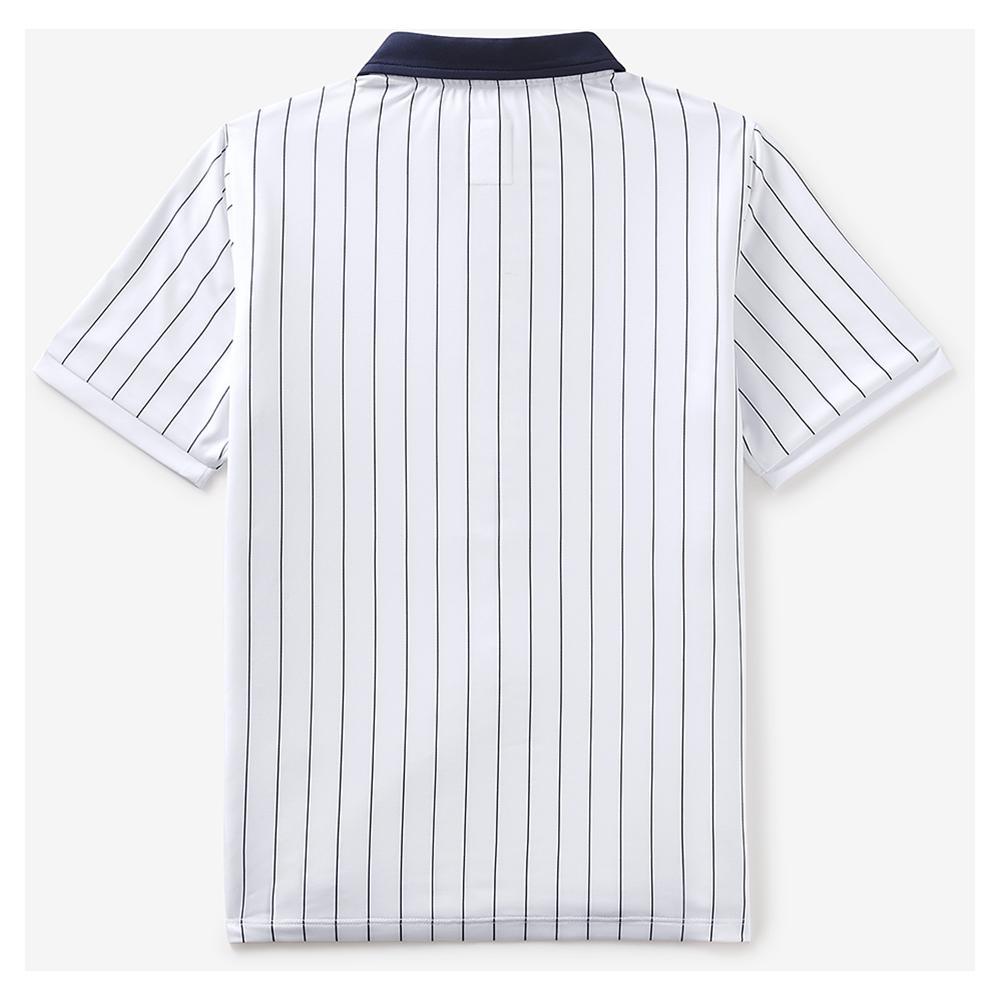 FILA Boys' Performance Iconic BB1 Tennis Polo Shirt - White & Navy Blue - Breathable & Moisture-Wicking for Tennis, Golf & Casual Wear