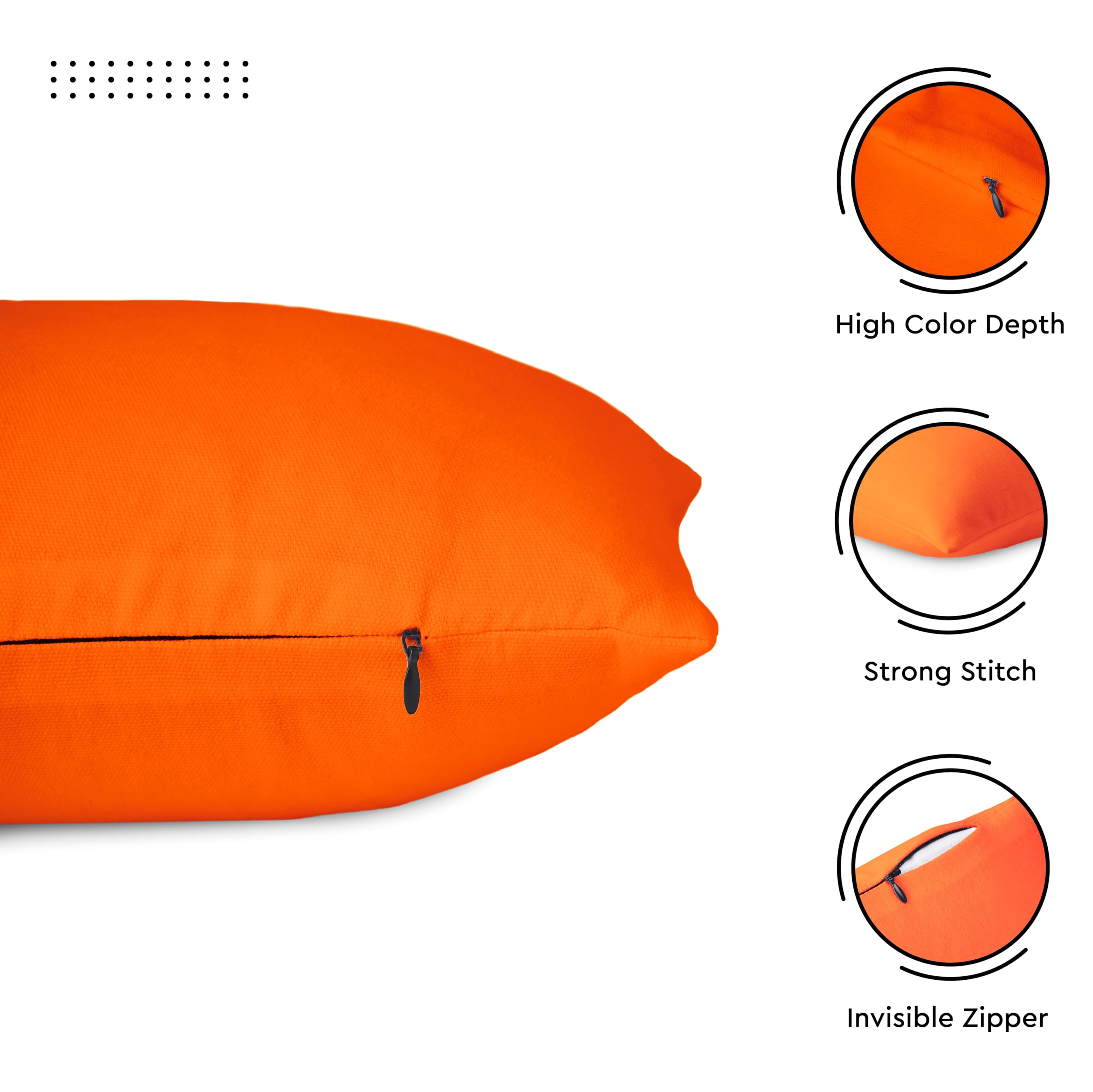 Encasa XO Decorative Throw Pillow Covers Set of 2 - 18x18 Inch Orange Cotton Cushion Covers with Improved Zippers for Living Room, Bedroom, Sofa & Couch (No Inserts Included) | Perfect for Home Decor, Accent Pillows and Cozy Interior Styling