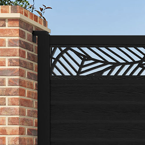 Classic Habitat Straight Top Driveway Gate - Black Powder-Coated Steel with Decorative Top Screen | Durable Outdoor Driveway Entrance Solution for Homes & Estates