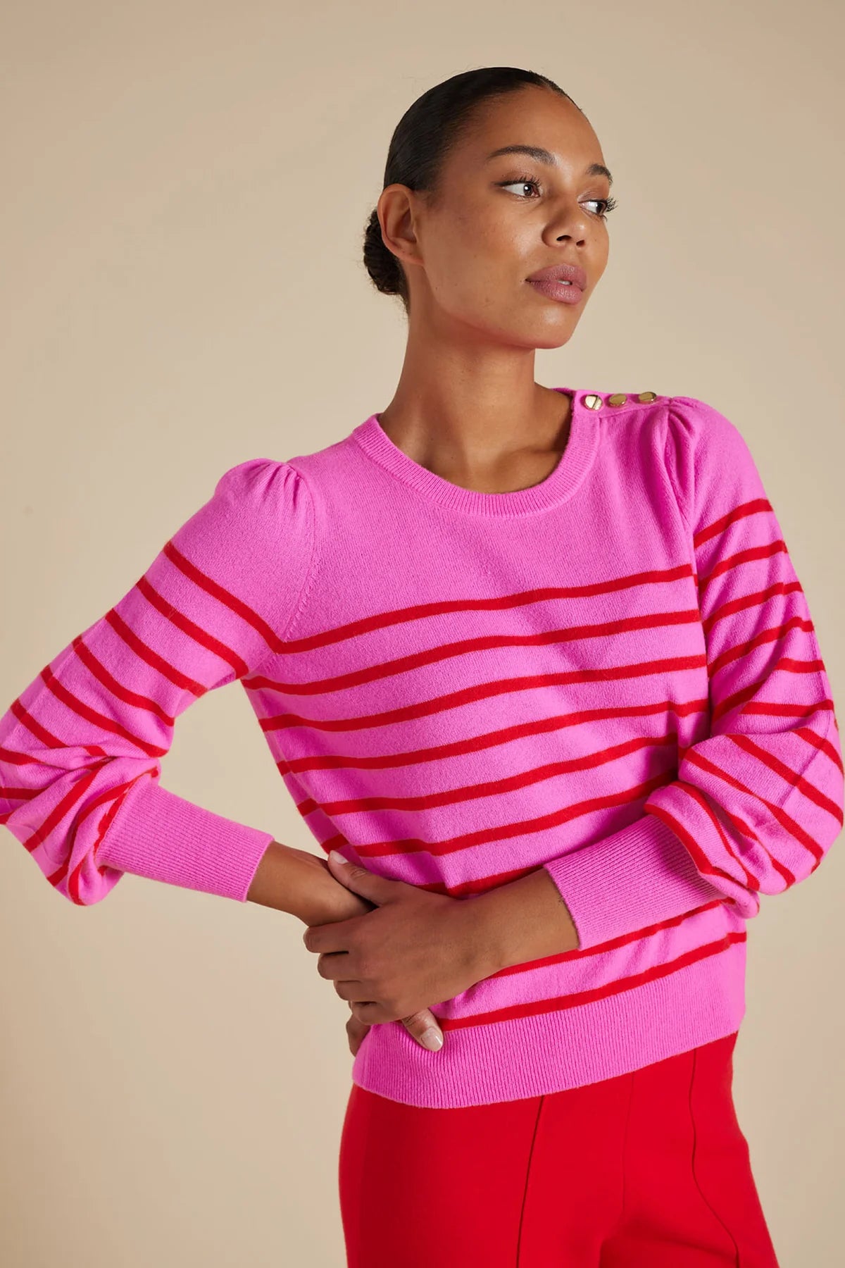 Eloise Sweater in Lipstick Red - Women's Knit Pullover for Fall & Winter | Perfect for Casual Outfits, Office Wear & Cozy Evenings