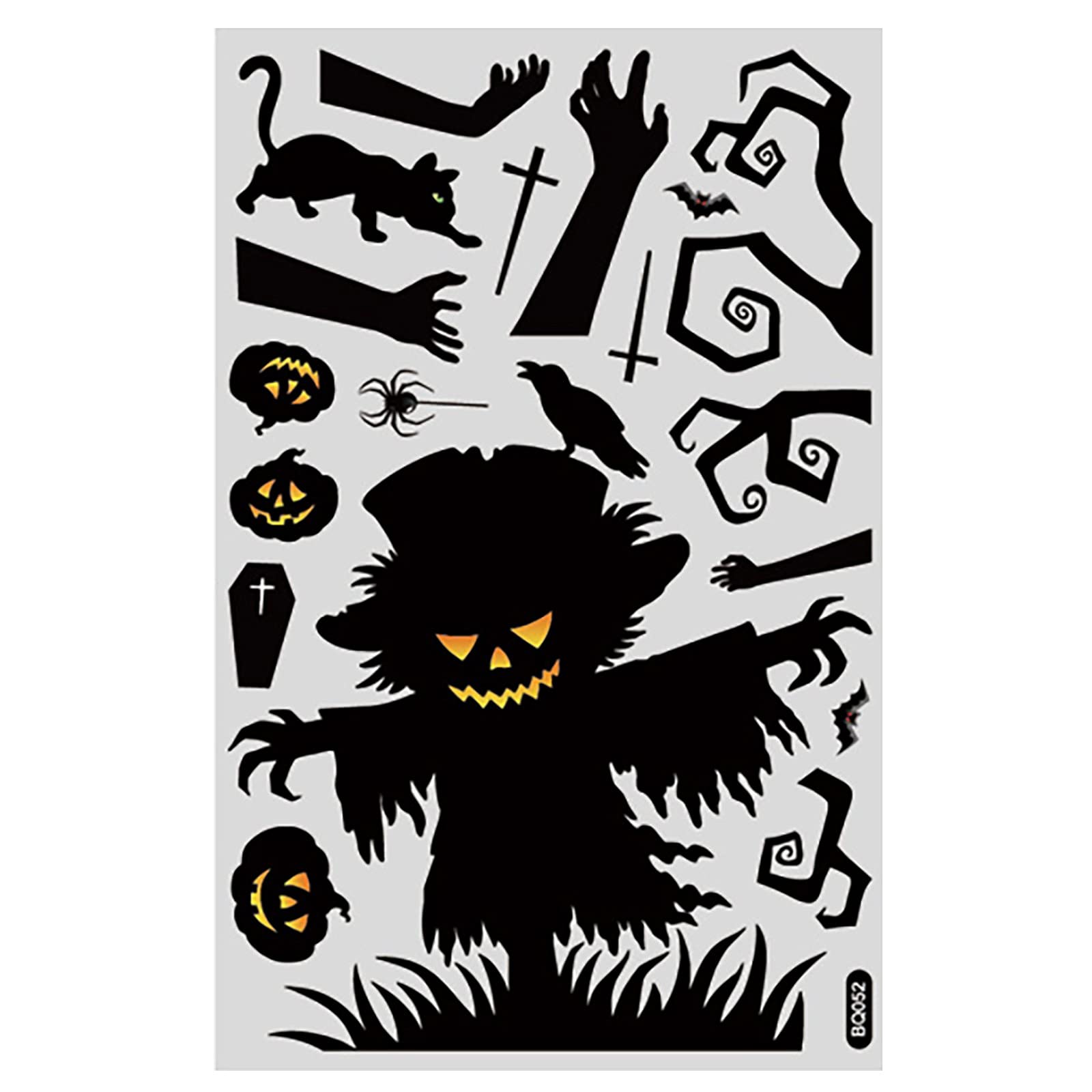 Halloween Pumpkin Stickers - Electrostatic Wall Decoration for Bedroom, Living Room, and Party Decor