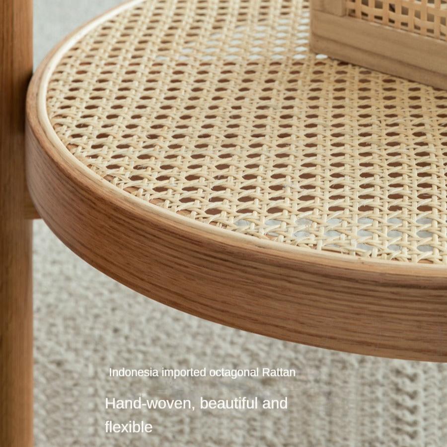 Stylish Oak Solid Wood Coffee Table with Glass Top and Rattan Accents - Perfect for Living Room, Lounge, and Home Decor