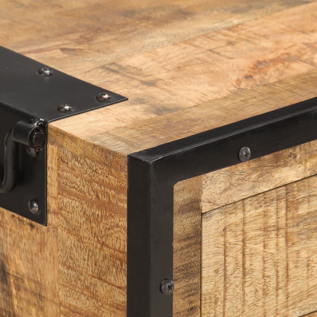 Industrial Wooden Storage Cabinet - Solid Mango Wood Sideboard Buffet for Kitchen, Dining & Living Room - 31.5x12.2x28 Inches - Perfect for Home Organization & Rustic Decor