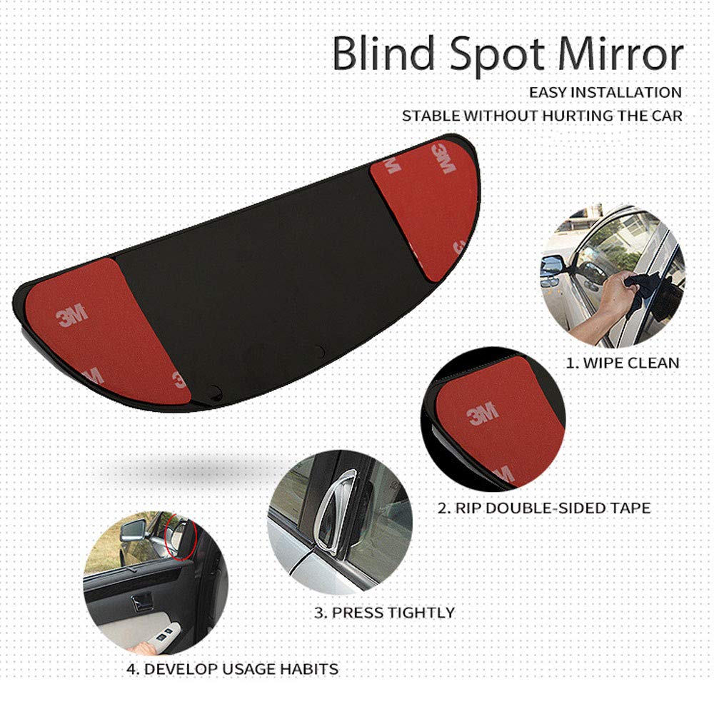 2Pcs Universal Wide Angle Car Blind Spot Mirrors - Auto Auxiliary Rear View Mirror Glass for Second Row Door Safety - Perfect for Parking, Lane Changing & Safe Exiting in SUVs, Trucks & Family Vehicles