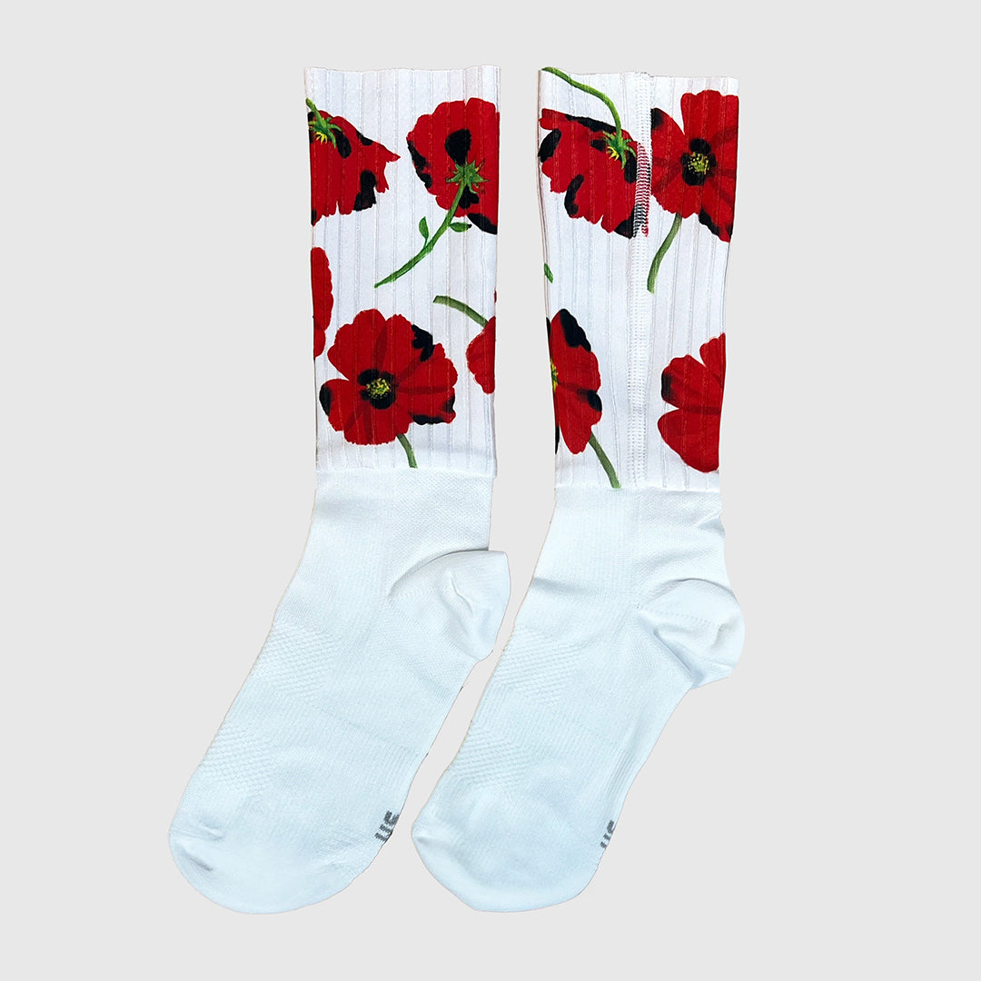 Breathable Red Poppies Aero Socks for Running & Hiking - Lightweight Athletic Socks for Men & Women - Perfect for Sports, Gym & Outdoor Activities