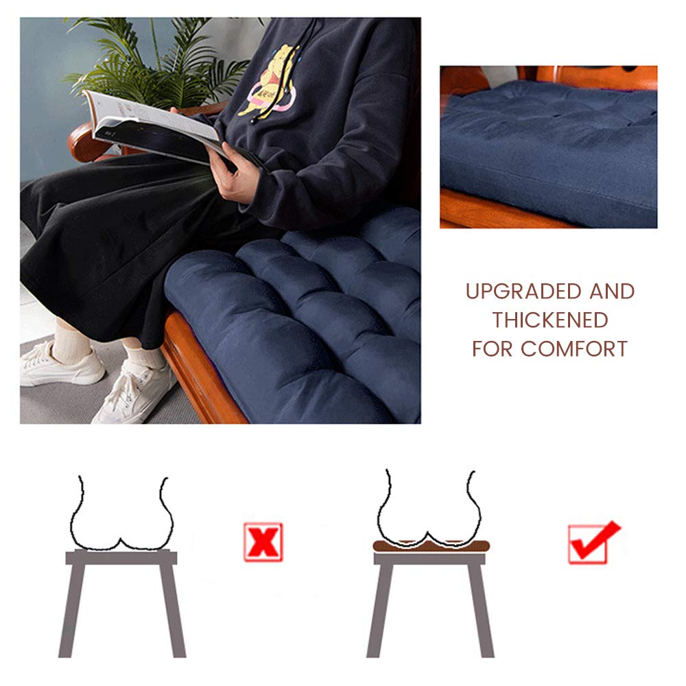 **Premium Indoor/Outdoor Bench Cushion - Thick & Soft Patio Loveseat Swing Cushion with Secure Ties - Navy Blue Seat Pad for Garden, Porch & Deck Furniture (Loveseat Size, Chair Not Included) - Perfect for Relaxing on Swings, Benches & Outdoor Loungers**