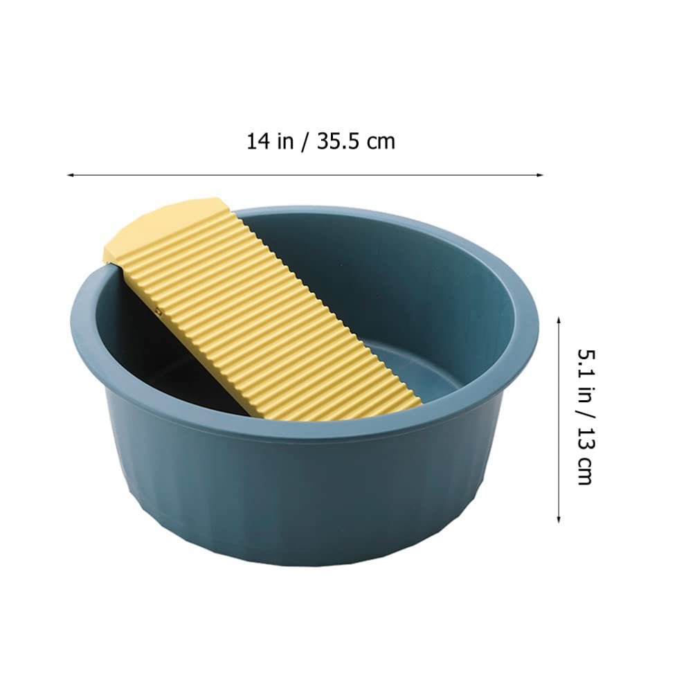 Gadpiparty Plastic Washboard Basin - Non-Slip Hand Washing Tub with Built-in Washboard for Delicates, Laundry & Small Items (Blue) | Perfect for Camping, Apartments & Eco-Friendly Hand Washing
