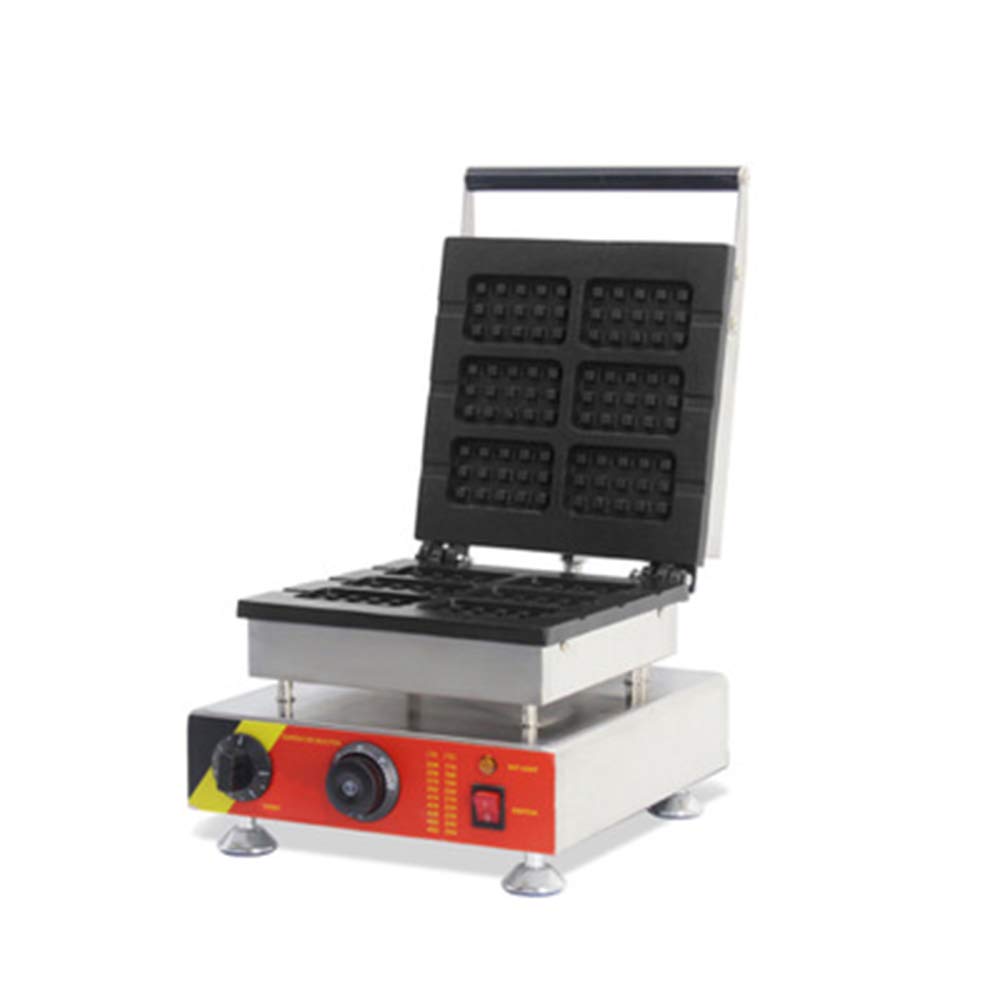 LANTAO Commercial Stainless Steel Electric Waffle Maker - Rectangle Belgian Waffle Iron with Non-Stick Plates (220V) for Restaurants, Cafes & Breakfast Catering
