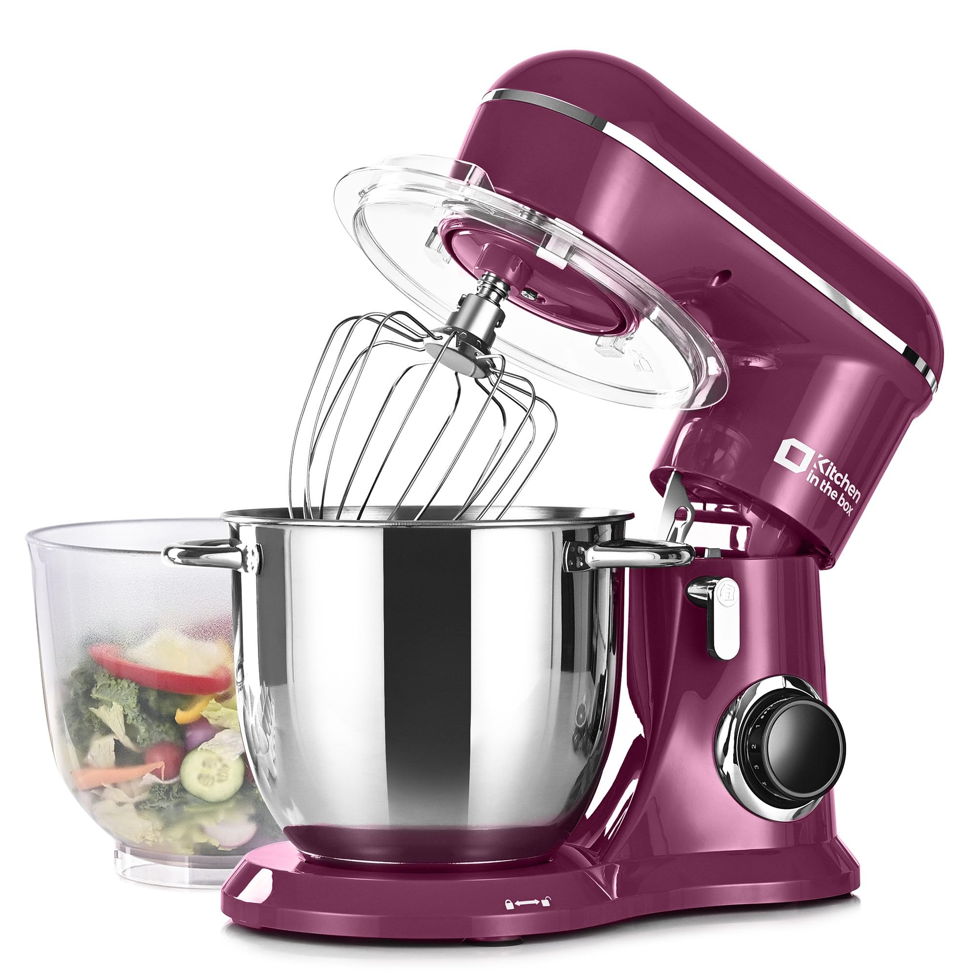 4.5QT Stand Mixer with 5QT Bowl - 10 Speed Electric Food Mixer for Baking & Cooking (Purplish Red)