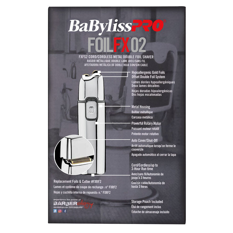 BaBylissPRO Silver Double Foil Shaver for Men - Professional Cordless Electric Razor for Smooth Shaving at Home & Travel - Rechargeable Wet/Dry Foil Shaver with Precision Trimmer