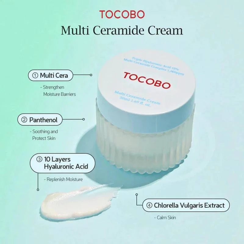 TOCOBO Multi Ceramide Moisturizing Cream 50mL - Deep Hydration for Dry & Sensitive Skin - Perfect for Night Care & Daily Skincare Routine