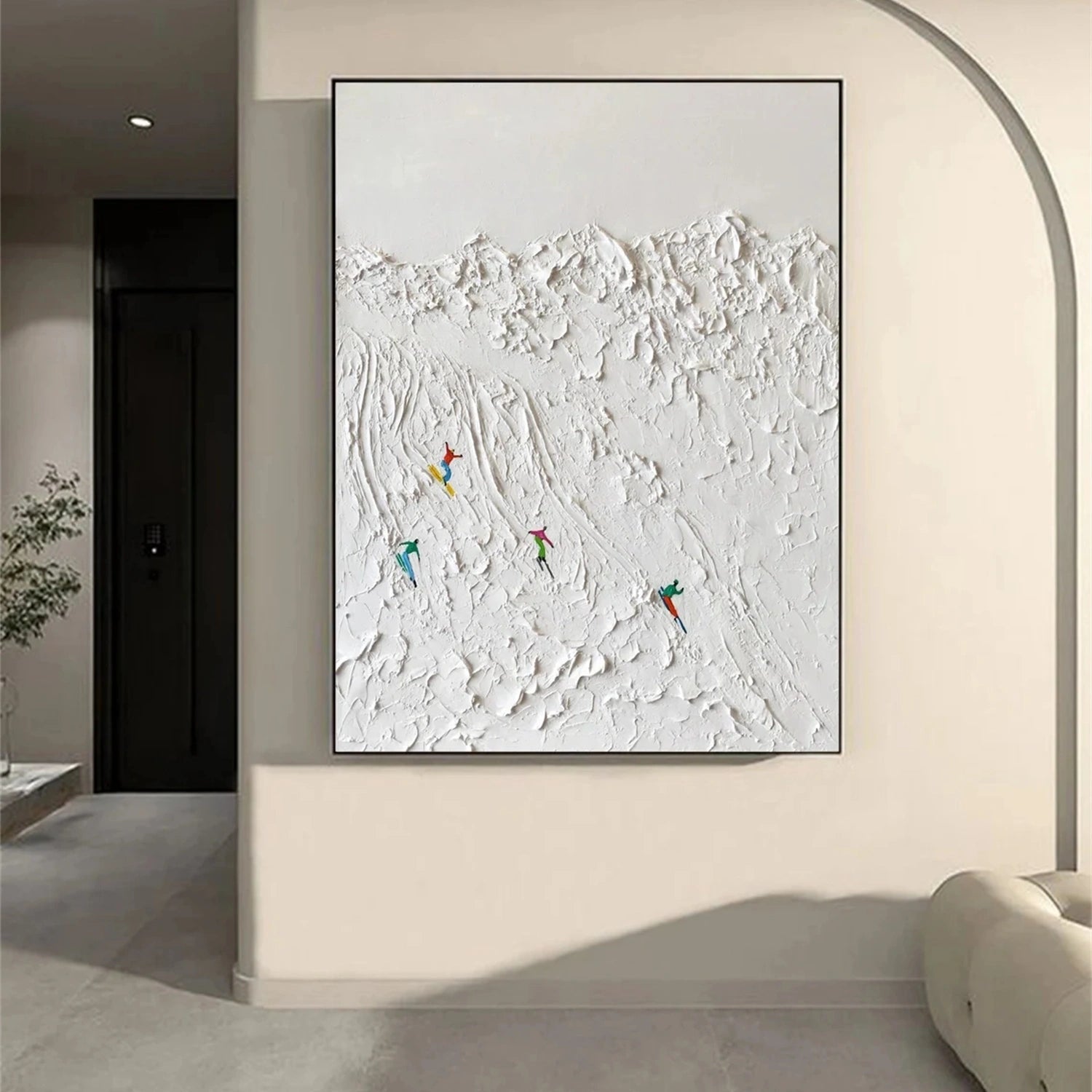 Premium Skiing Sport Art Textured Canvas Painting - Winter Sports Wall Decor for Home & Office (SP031) | Perfect for Ski Lodge, Mountain Cabin & Sports Enthusiast Gifts