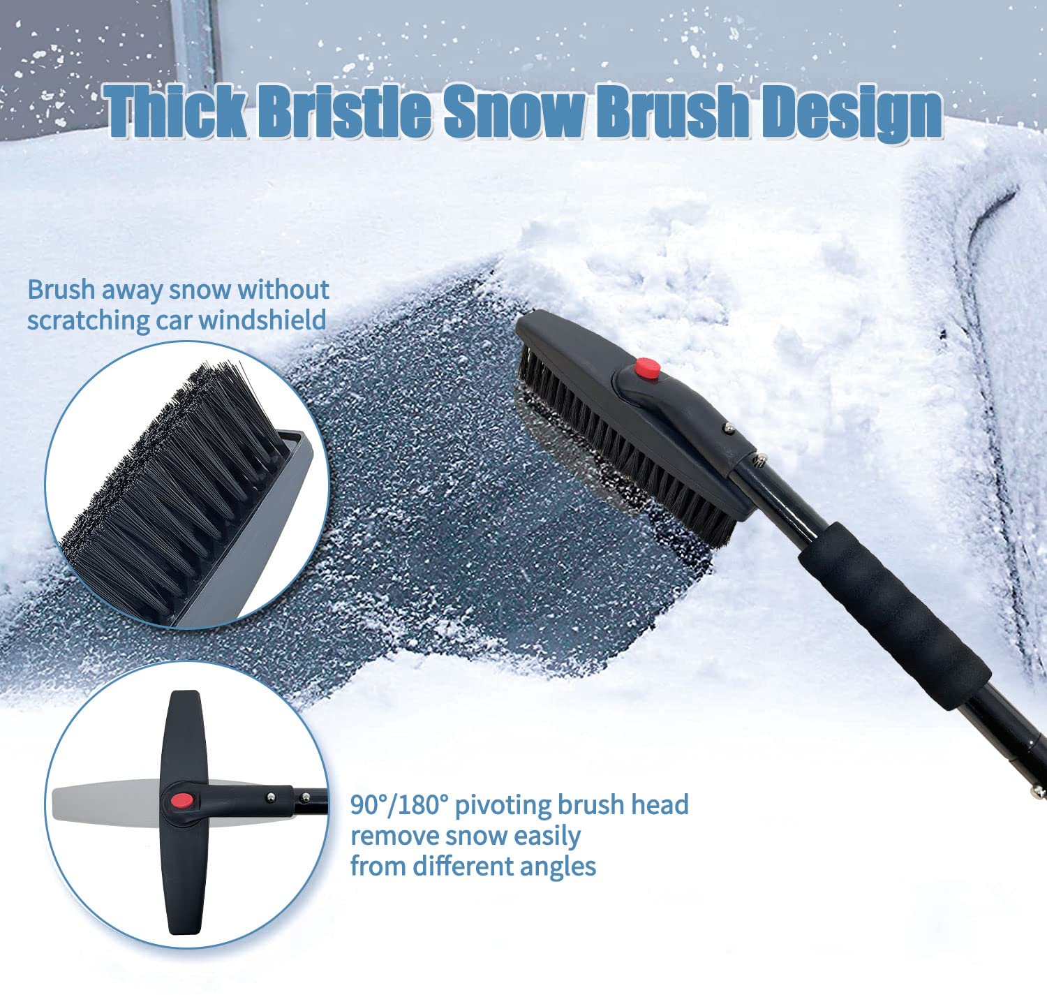 Sutekus Snow Brush Kit with Ice Scraper, Snow Shovel & Windshield Cover for Cars, SUVs, Trucks - All-in-One Winter Car Cleaning Tool (Black) | Perfect for Snow Removal, Ice Clearing & Vehicle Protection in Cold Weather