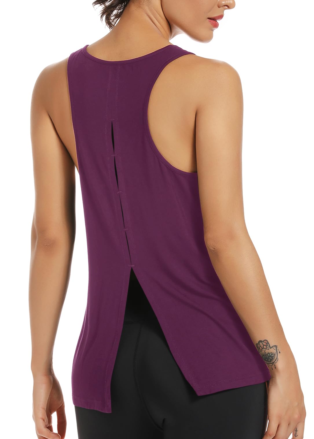 Muzniuer Women's Yoga Workout Tops - Cute Open Back Running Gym Activewear Sports Shirt for Women | Perfect for Yoga, Running, Gym & Fitness Training