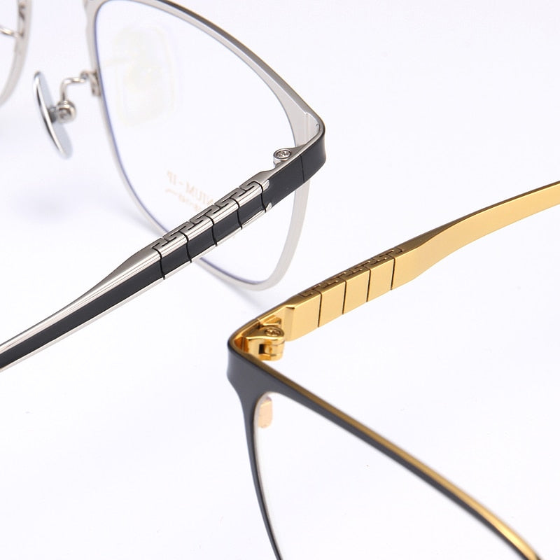 Bclear Men's Full Rim Square Titanium Eyeglasses Frame - Lightweight & Durable My91063 for Work, Reading & Fashion