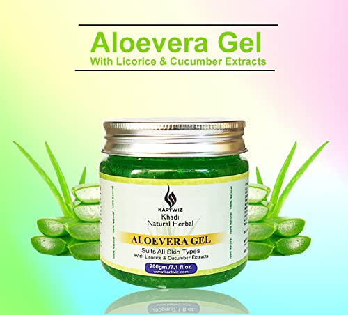 Herbigiri Herbal Aloe Vera Face Gel with Licorice & Cucumber Extracts - Hydrating & Soothing Skincare for Dry, Sensitive Skin - Perfect for Daily Moisturizing & After-Sun Care
