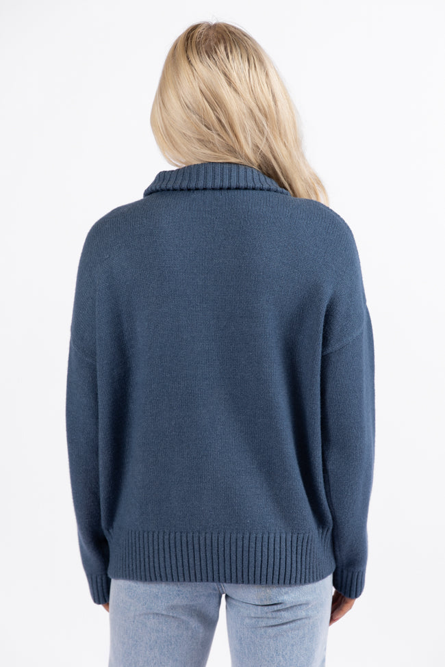 Roll With It Navy East Coast Quarter Zip Sweater - Men's Casual Pullover for Fall & Winter | Perfect for Outdoor Activities, Travel, and Work