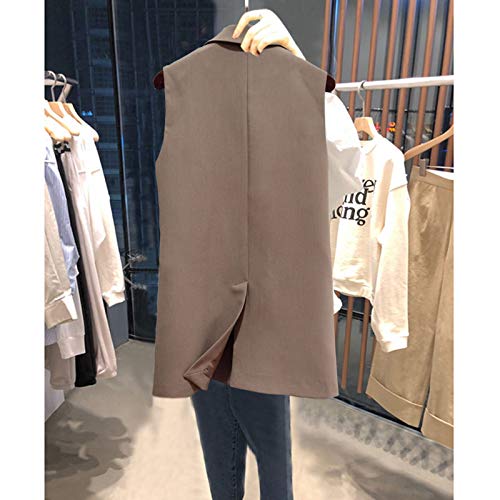 Women's Double Breasted Sleeveless Blazer Vest - Mid-Length Loose Waistcoat for Spring & Autumn | Korean Style Fashion | Perfect for Office Wear, Casual Outfits and Layering
