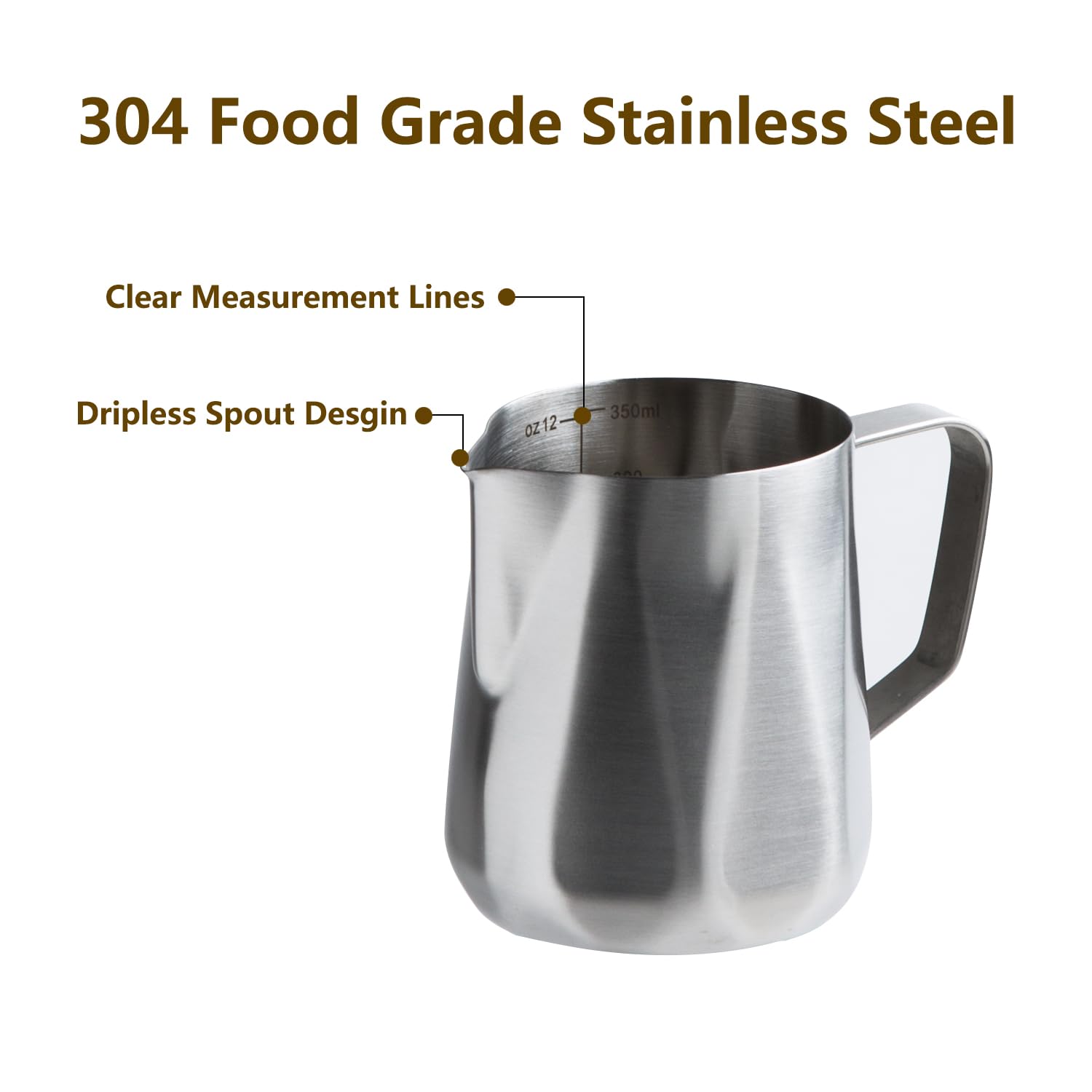 **Stainless Steel Milk Frothing Pitcher 350ml/600ml (12oz/20oz) - Barista Coffee Frother for Espresso, Cappuccino & Latte - Perfect for Home & Café Use**