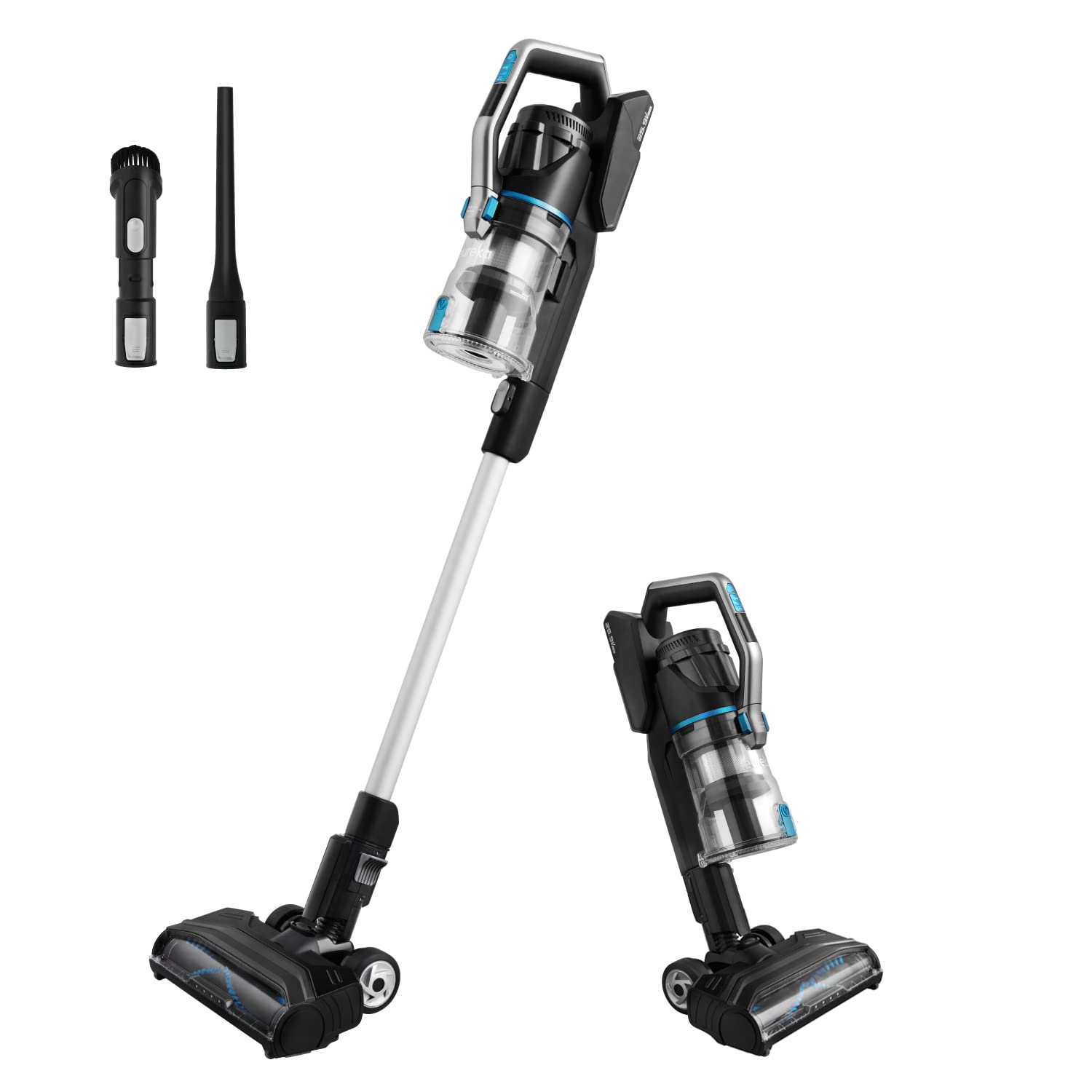 Eureka Lightweight Cordless Vacuum Cleaner - Powerful Motor with LED Headlights, Stick & Handheld 2-in-1 Design for Quick Cleaning - Perfect for Hard Floors, Carpets, Stairs and Pet Hair Removal (Black)