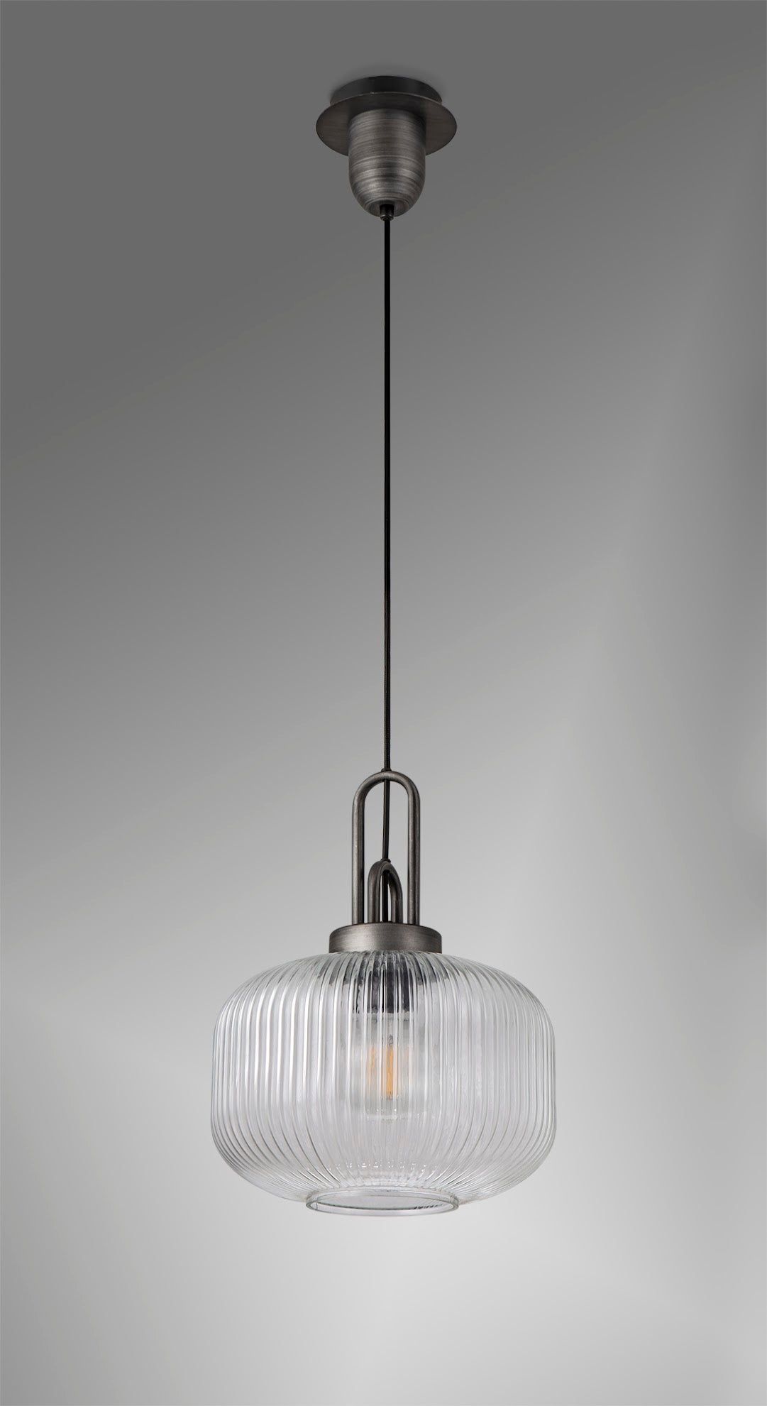 Stylish Cadiz 1-Light Pendant Light with 30cm Pumpkin-Shaped Ribbed Glass Shade - E27 Socket, IP20 Rated, Multiple Color Options - Perfect for Kitchen Island, Dining Room, or Entryway Lighting