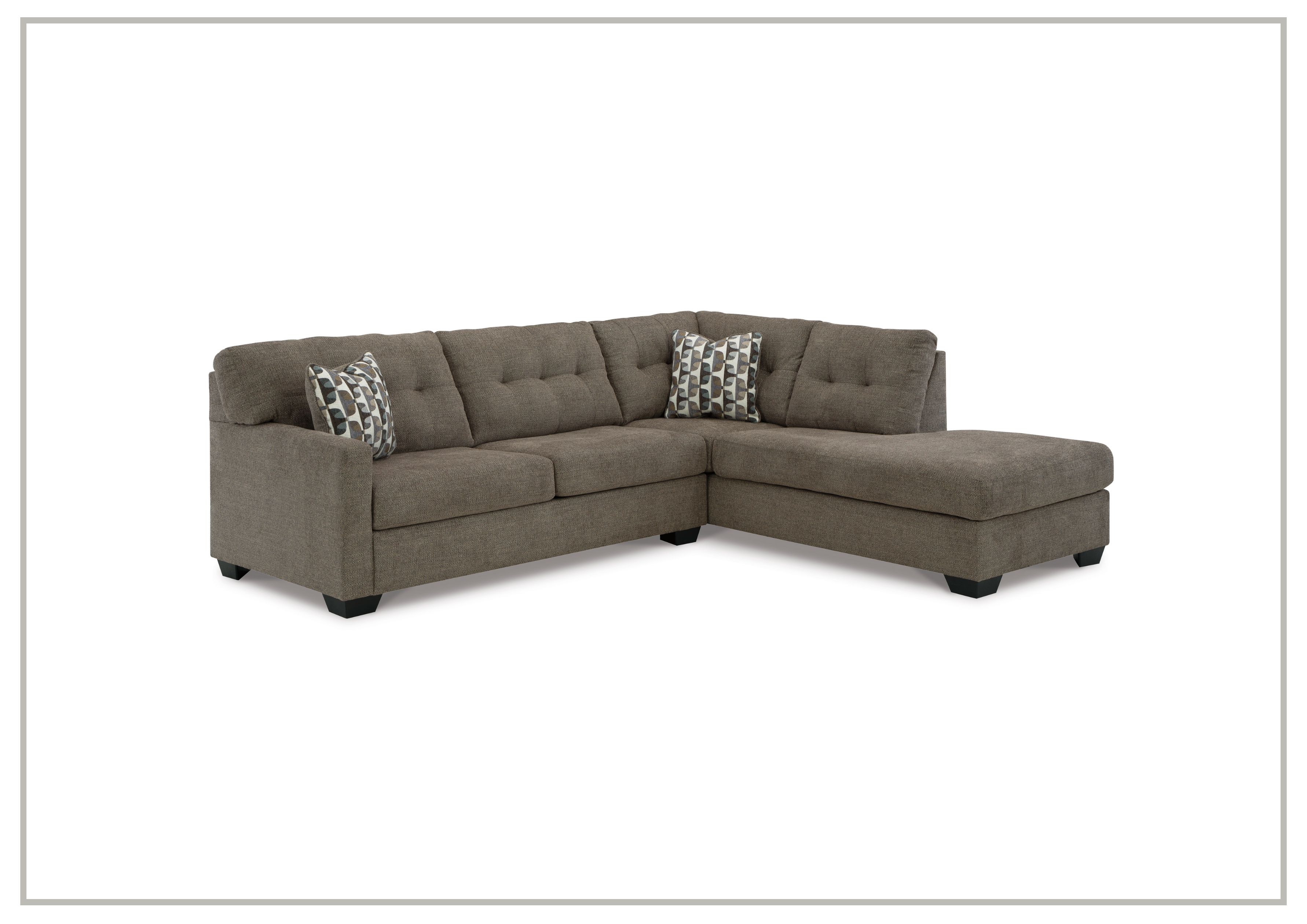 Gio Italia Marston Fabric 2-Piece Sleeper Sectional Sofa with Chaise Lounge | Light & Dark Color Options | Perfect for Small Spaces & Guest Rooms