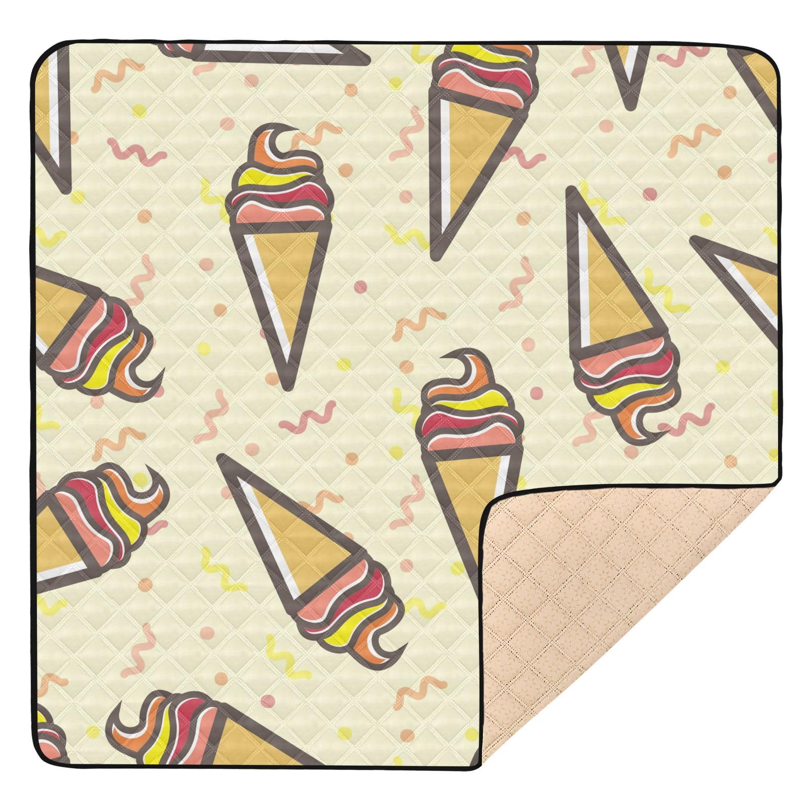 Cool Summer Ice Cream Print Foldable Baby Play Mat - 50