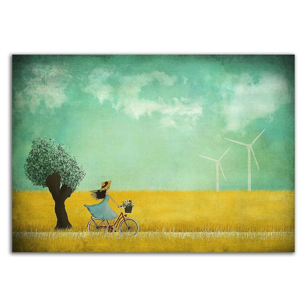 Bike Ride by Maja Lindberg - Premium Canvas Wall Art Print - Ready to Hang - Perfect for Living Room, Bedroom & Office Decor
