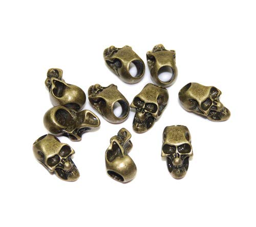 Antique Brass Skull Beads for Paracord Bracelets & DIY Crafts - Outdoor Camping Accessories